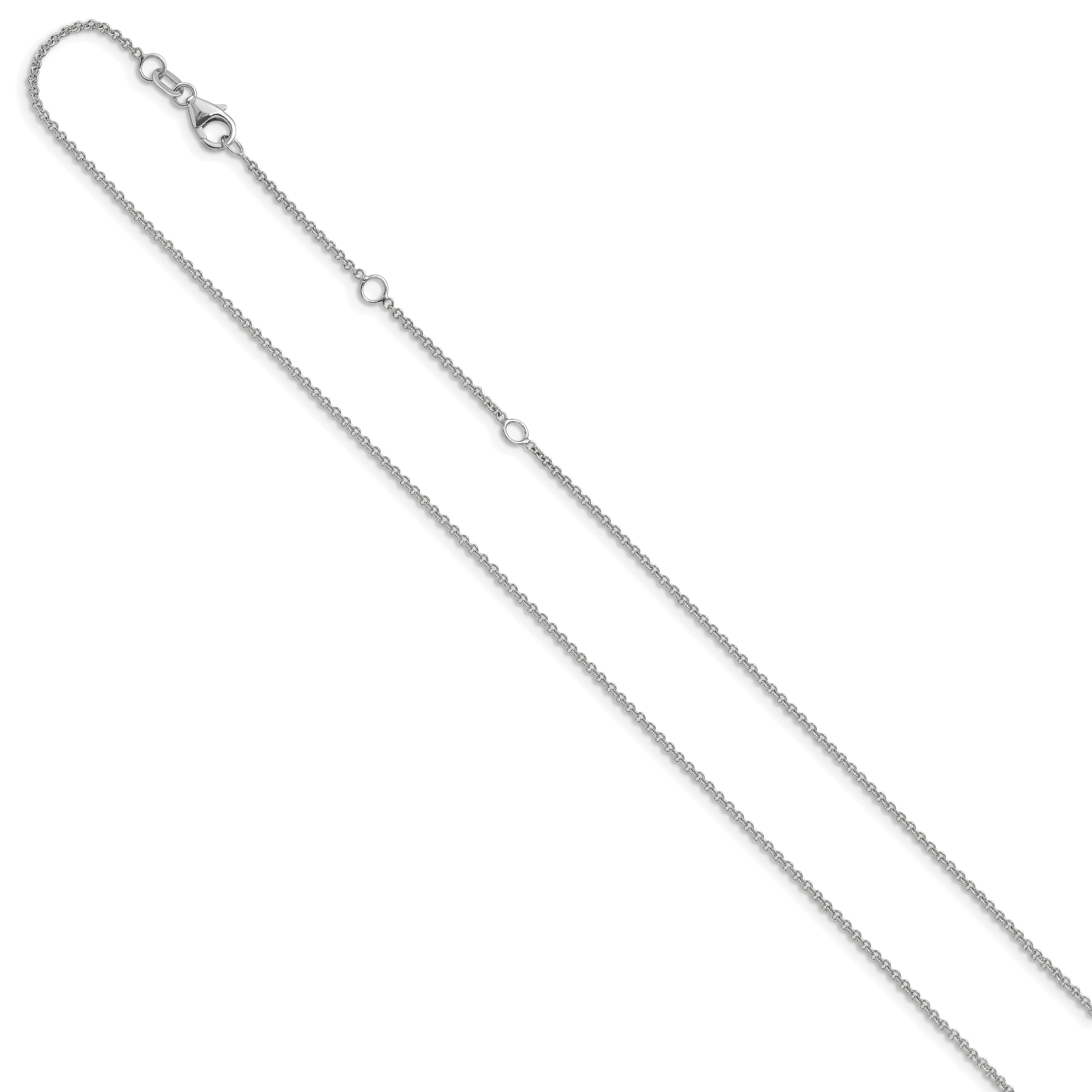 10K White Gold 1.4mm Round Cable 2In+2In Adjustable Chain