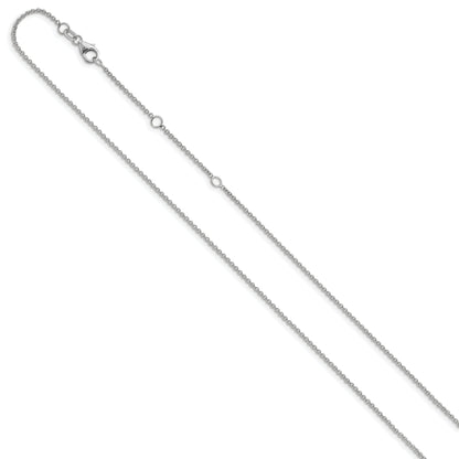 10K White Gold 1.4mm Round Cable 1In+1In Adjustable Chain
