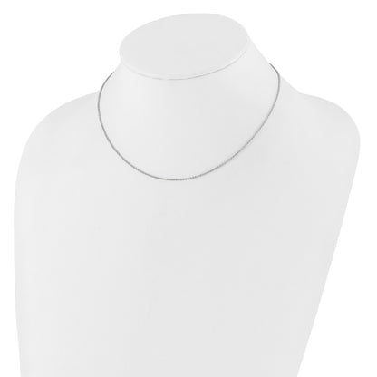 18 Inch 10K White Gold 1.4mm Round Cable 1In+1In Adjustable Chain Necklace