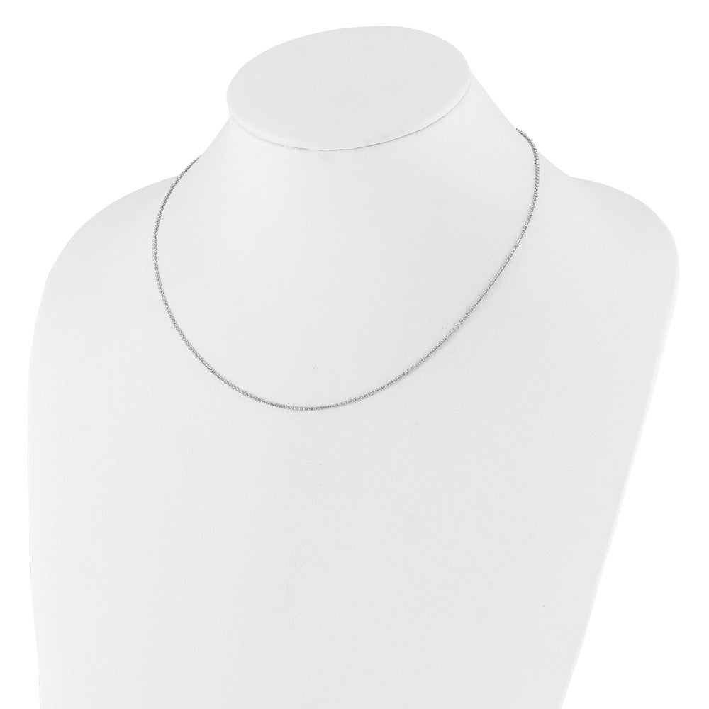 18 Inch 10K White Gold 1.4mm Round Cable 1In+1In Adjustable Chain Necklace