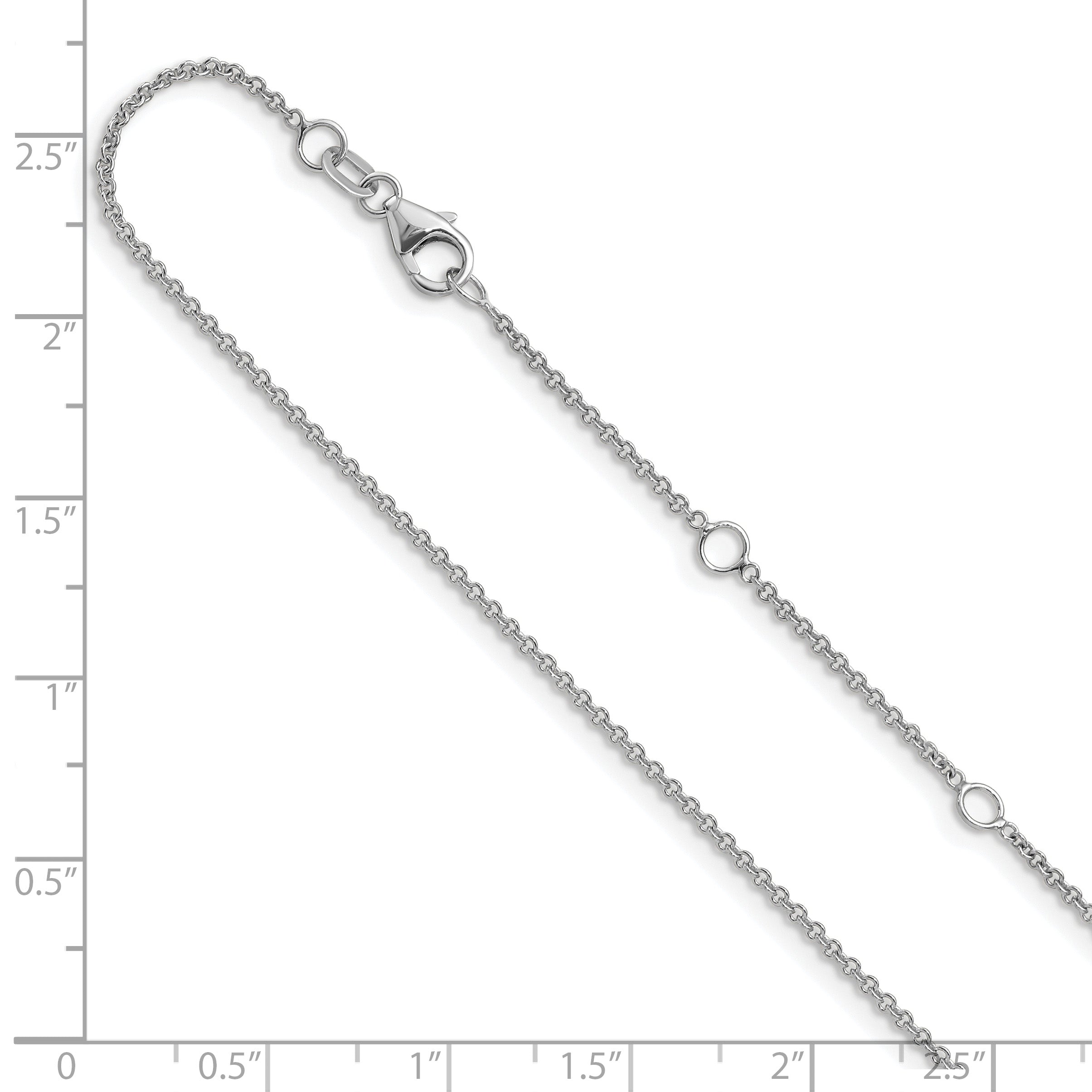 10K White Gold 1.4mm Round Cable 2In+2In Adjustable Chain