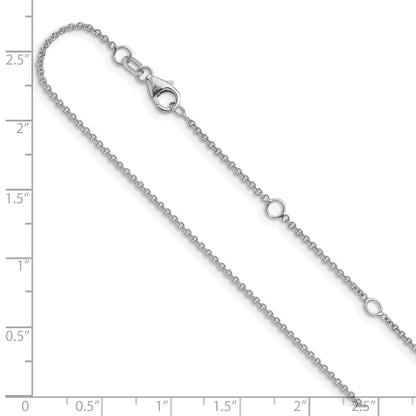 10K White Gold 1.4mm Round Cable 1In+1In Adjustable Chain