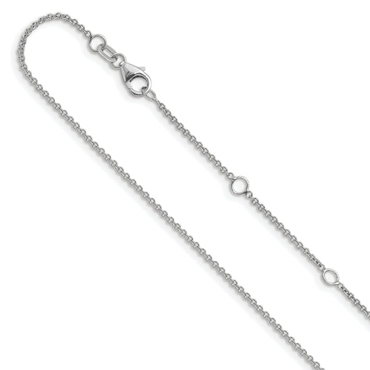 10K White Gold 1.4mm Round Cable 2In+2In Adjustable Chain