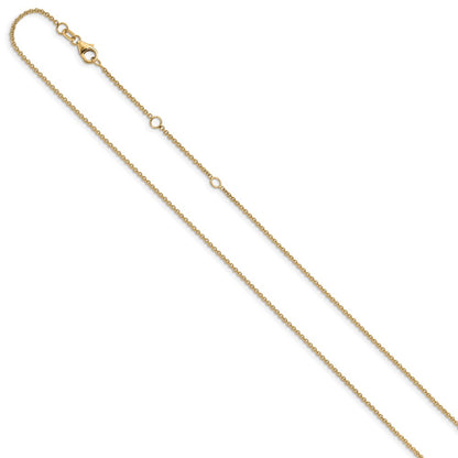 26 Inch 10K Yellow Gold 1.4mm Round Cable 1In+1In Adjustable Chain Necklace