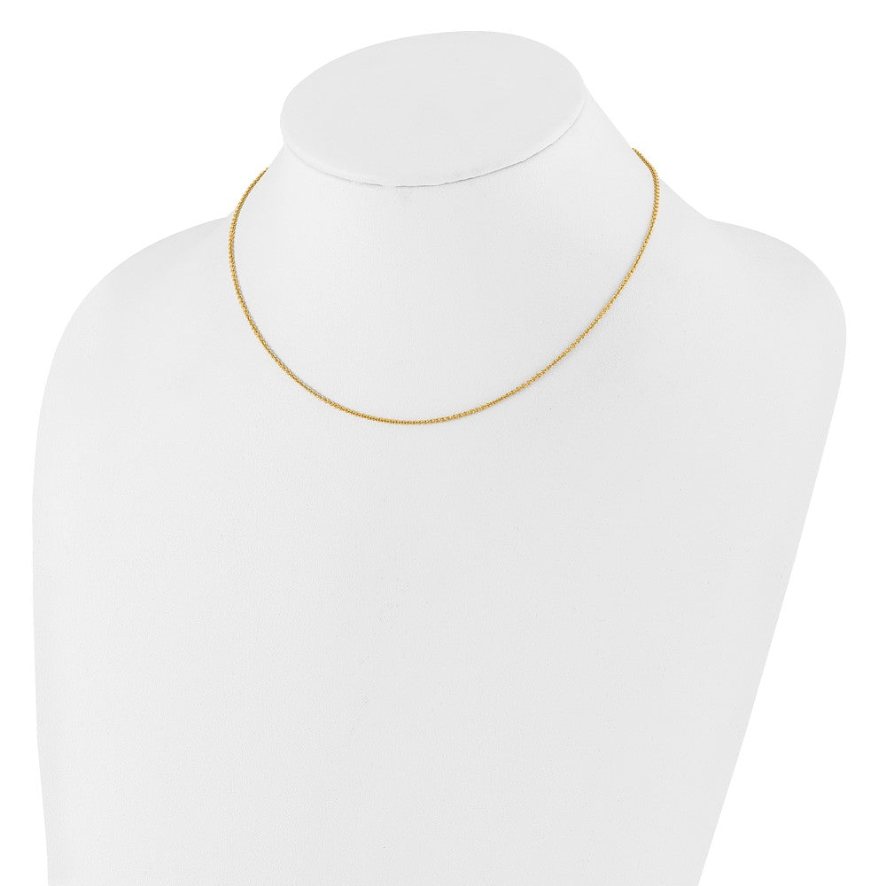 18 Inch 10K Yellow Gold 1.4mm Round Cable 1In+1In Adjustable Chain Necklace