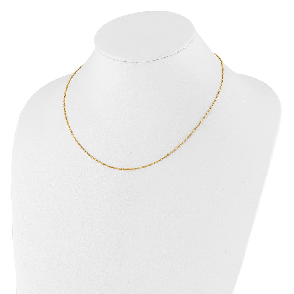 26 Inch 10K Yellow Gold 1.4mm Round Cable 1In+1In Adjustable Chain Necklace