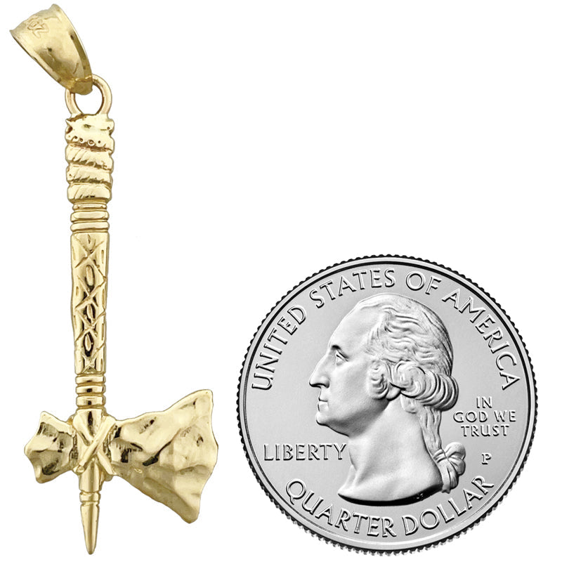 14K Gold 3D Tomahawk Pendant