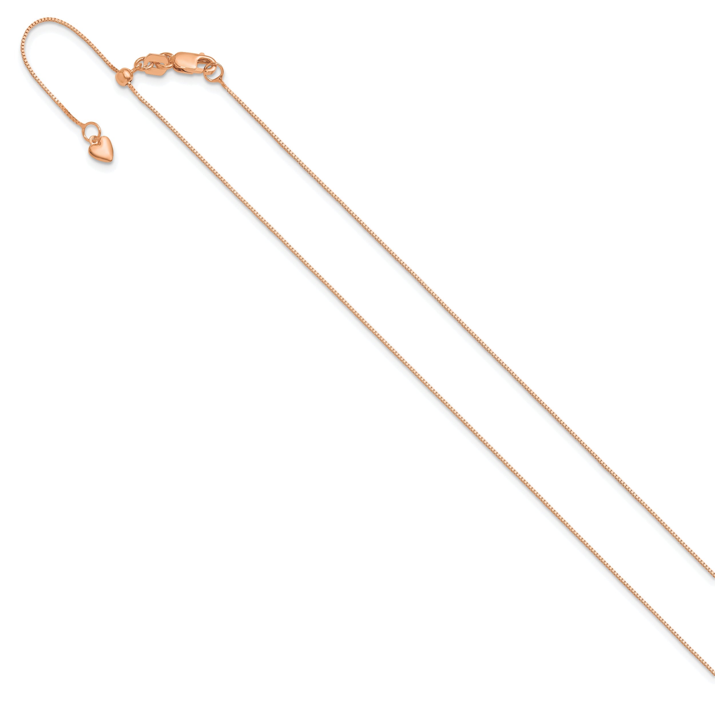 10K Rose Gold Adjustable .55mm Baby Box Chain