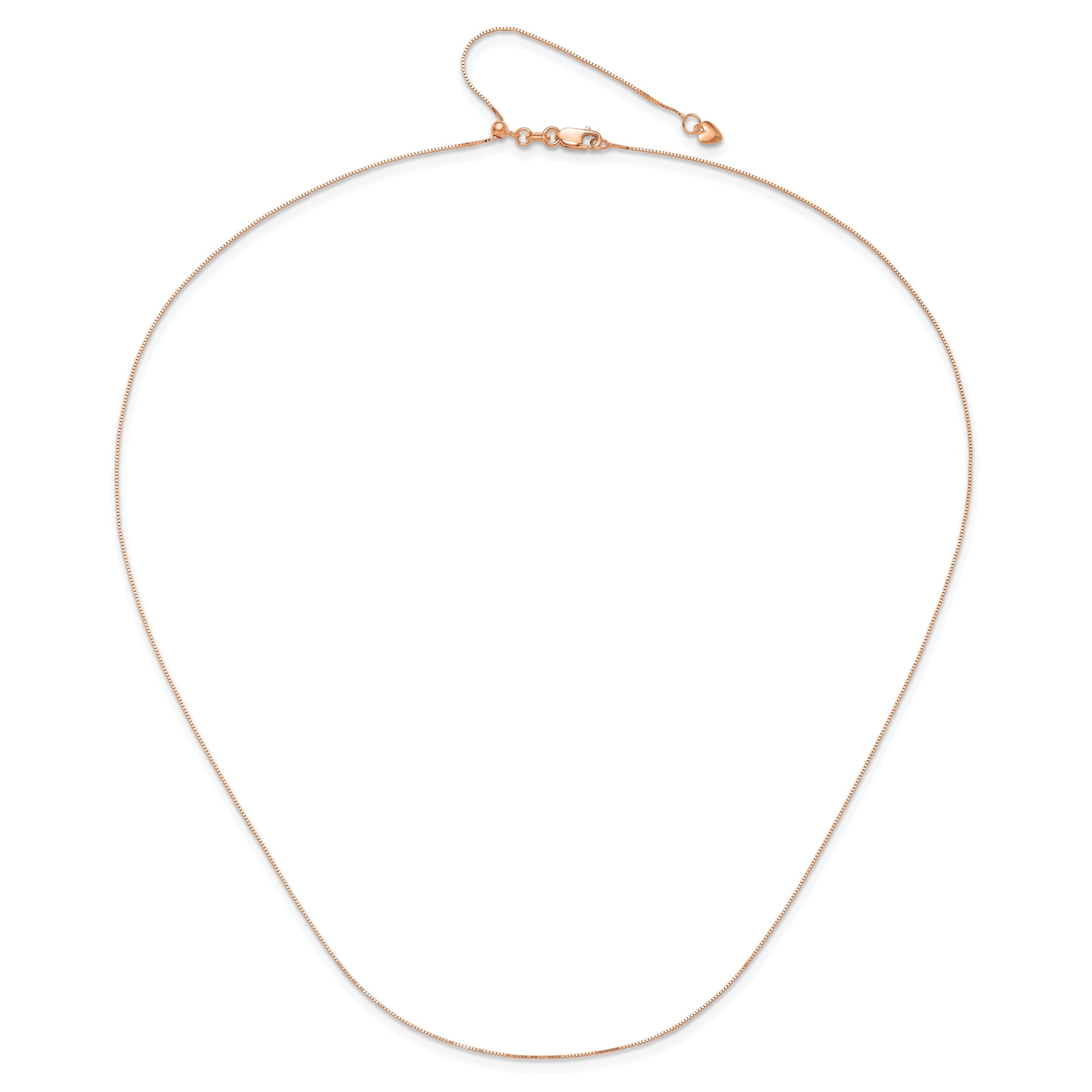 10K Rose Gold Adjustable .55mm Baby Box Chain