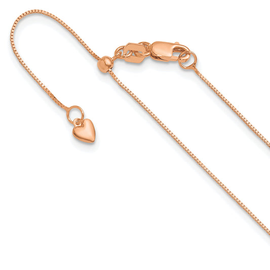 10K Rose Gold Adjustable .55mm Baby Box Chain