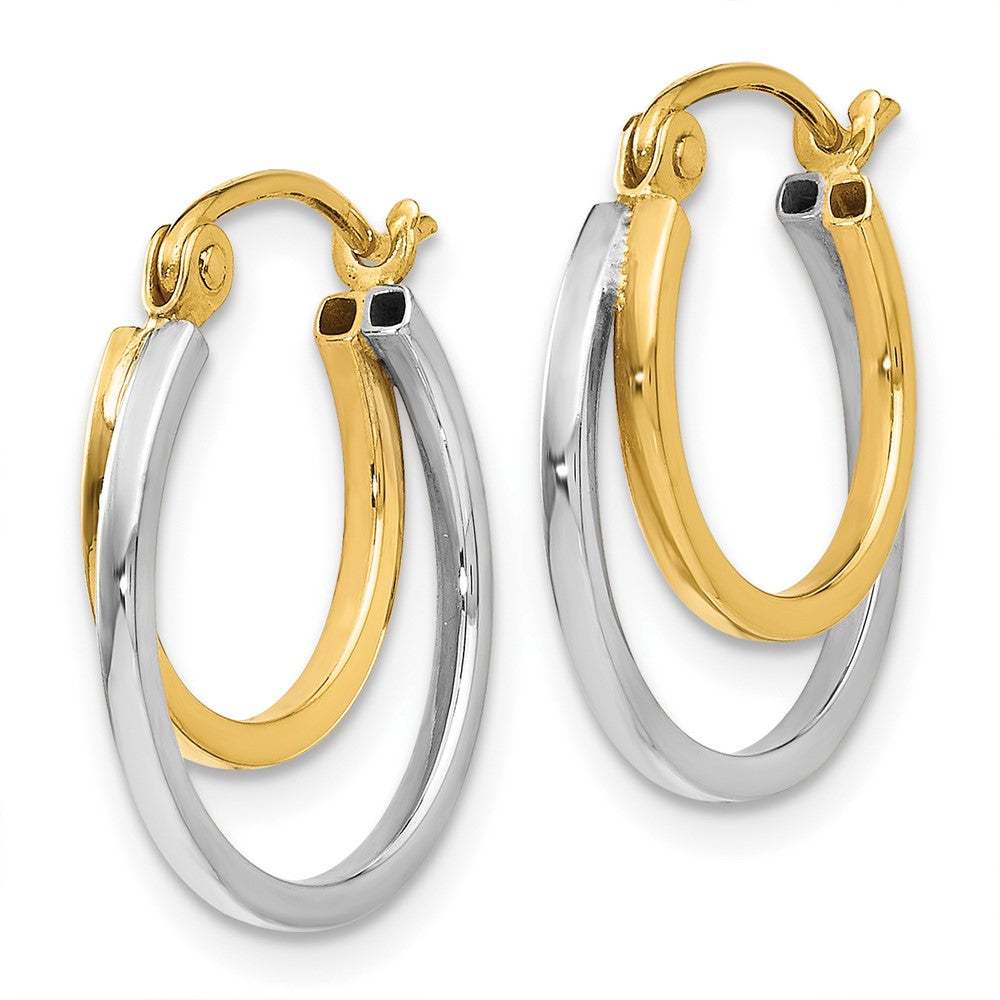 14K Two-Tone Polished Hinged Hoop Earrings