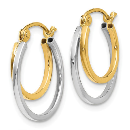 14K Two-Tone Polished Hinged Hoop Earrings