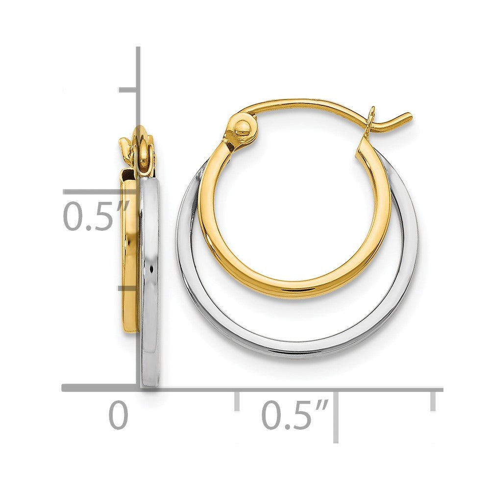 14K Two-Tone Polished Hinged Hoop Earrings