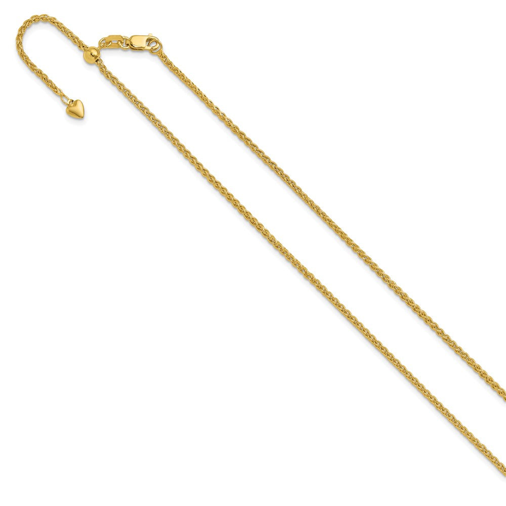 22 Inch 10K Yellow Gold Adjustable 1.6mm Semi Solid Spiga Chain Necklace