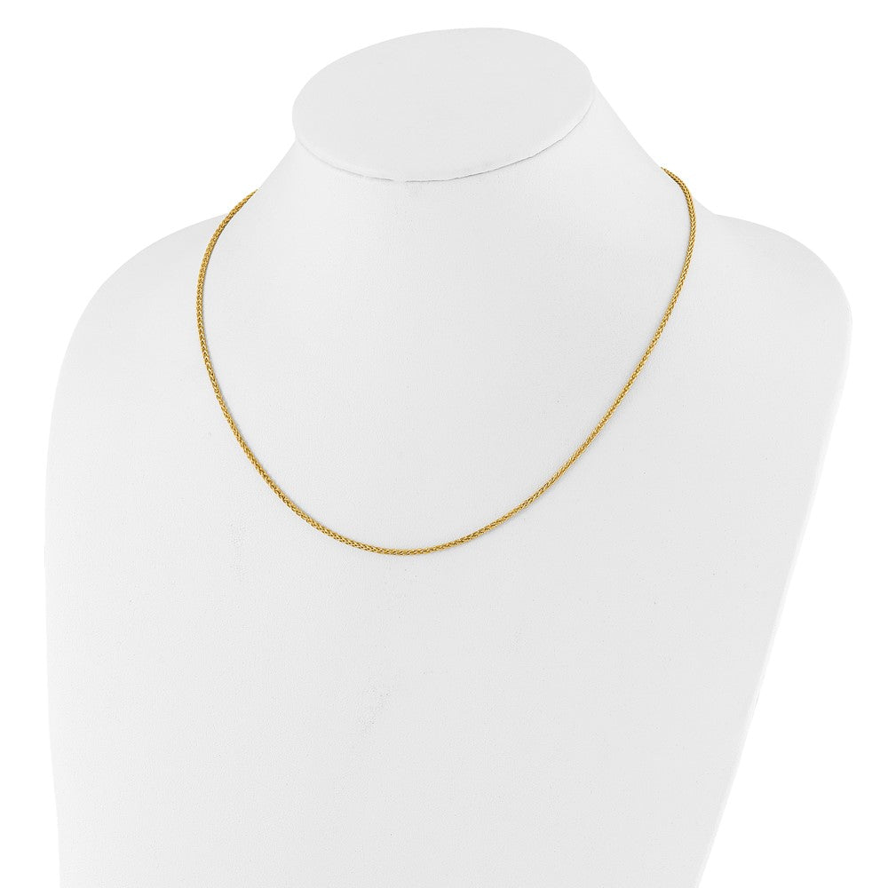 22 Inch 10K Yellow Gold Adjustable 1.6mm Semi Solid Spiga Chain Necklace