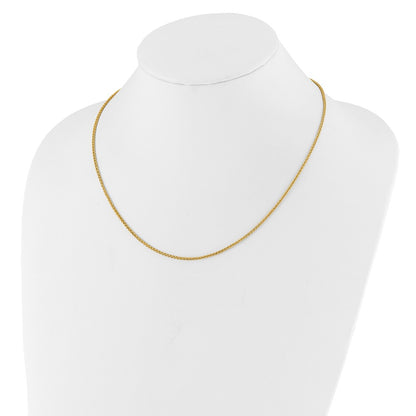 22 Inch 10K Yellow Gold Adjustable 1.6mm Semi Solid Spiga Chain Necklace