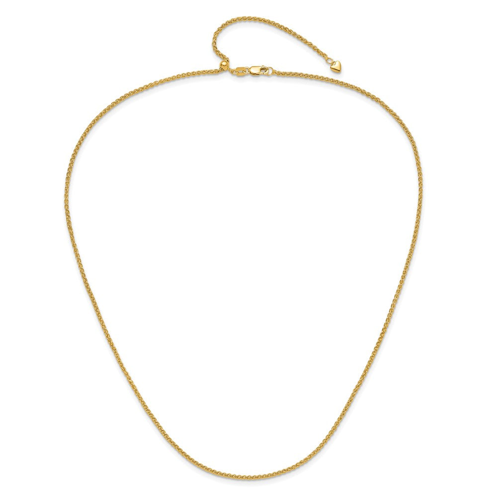 22 Inch 10K Yellow Gold Adjustable 1.6mm Semi Solid Spiga Chain Necklace
