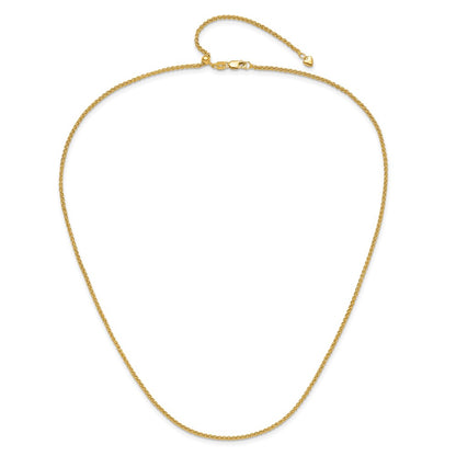 22 Inch 10K Yellow Gold Adjustable 1.6mm Semi Solid Spiga Chain Necklace