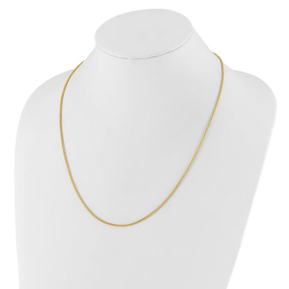 22 Inch 10K Yellow Gold Adjustable 1.6mm Semi Solid Spiga Chain Necklace