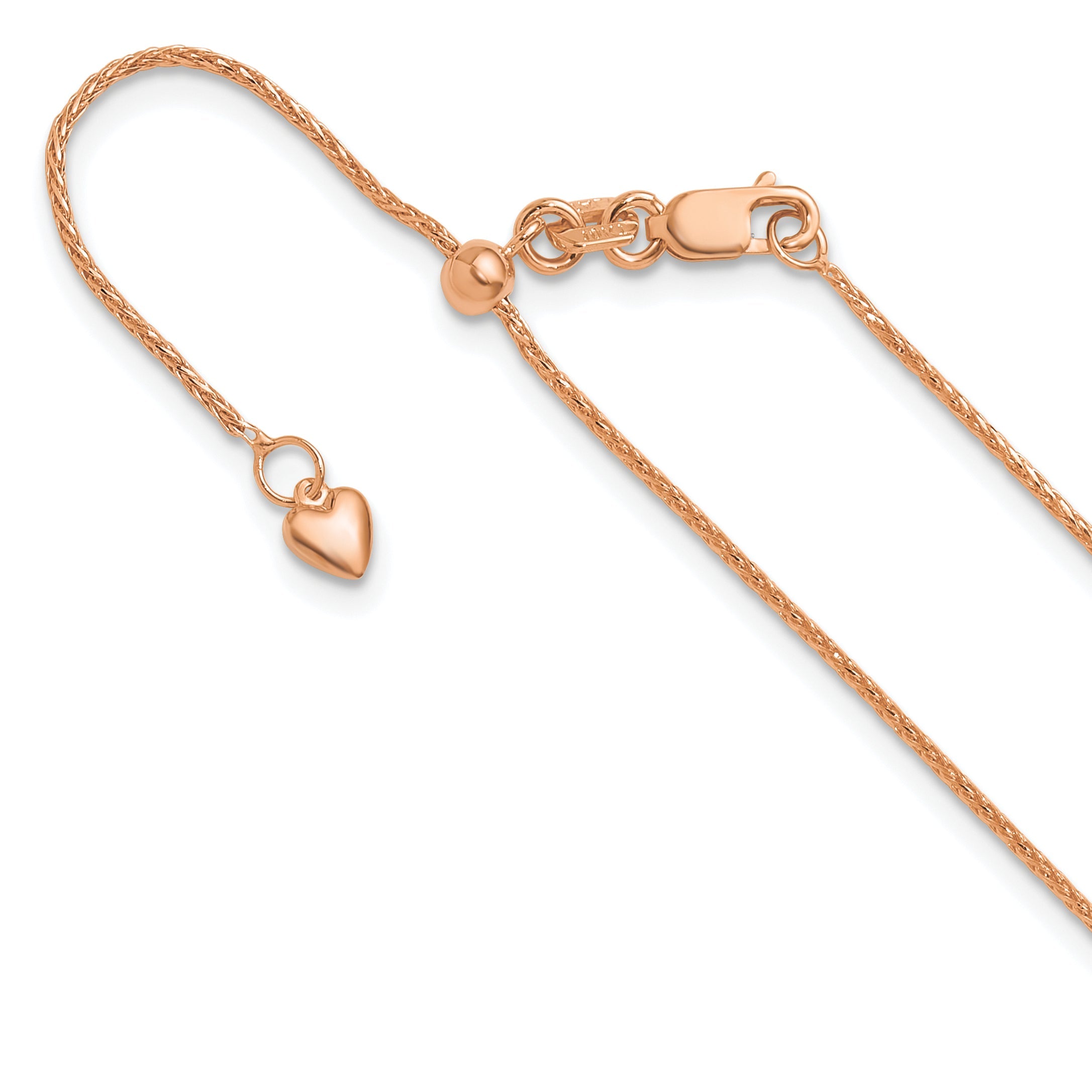 10K Rose Gold Adjustable 1mm Wheat Chain