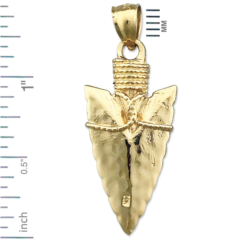 14K Gold Native 3D Arrowhead Pendant