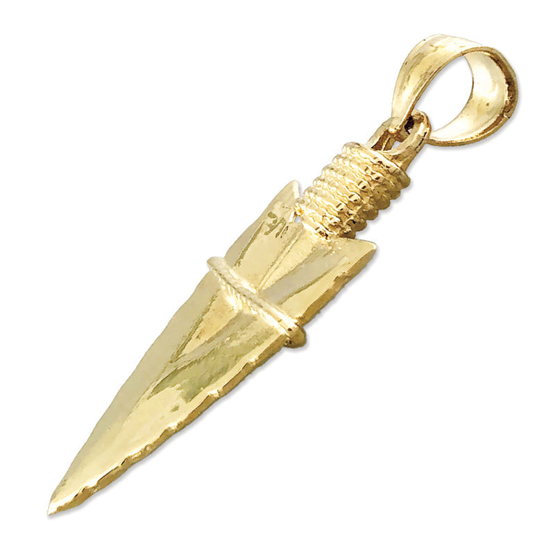 14K Gold Native 3D Arrowhead Pendant