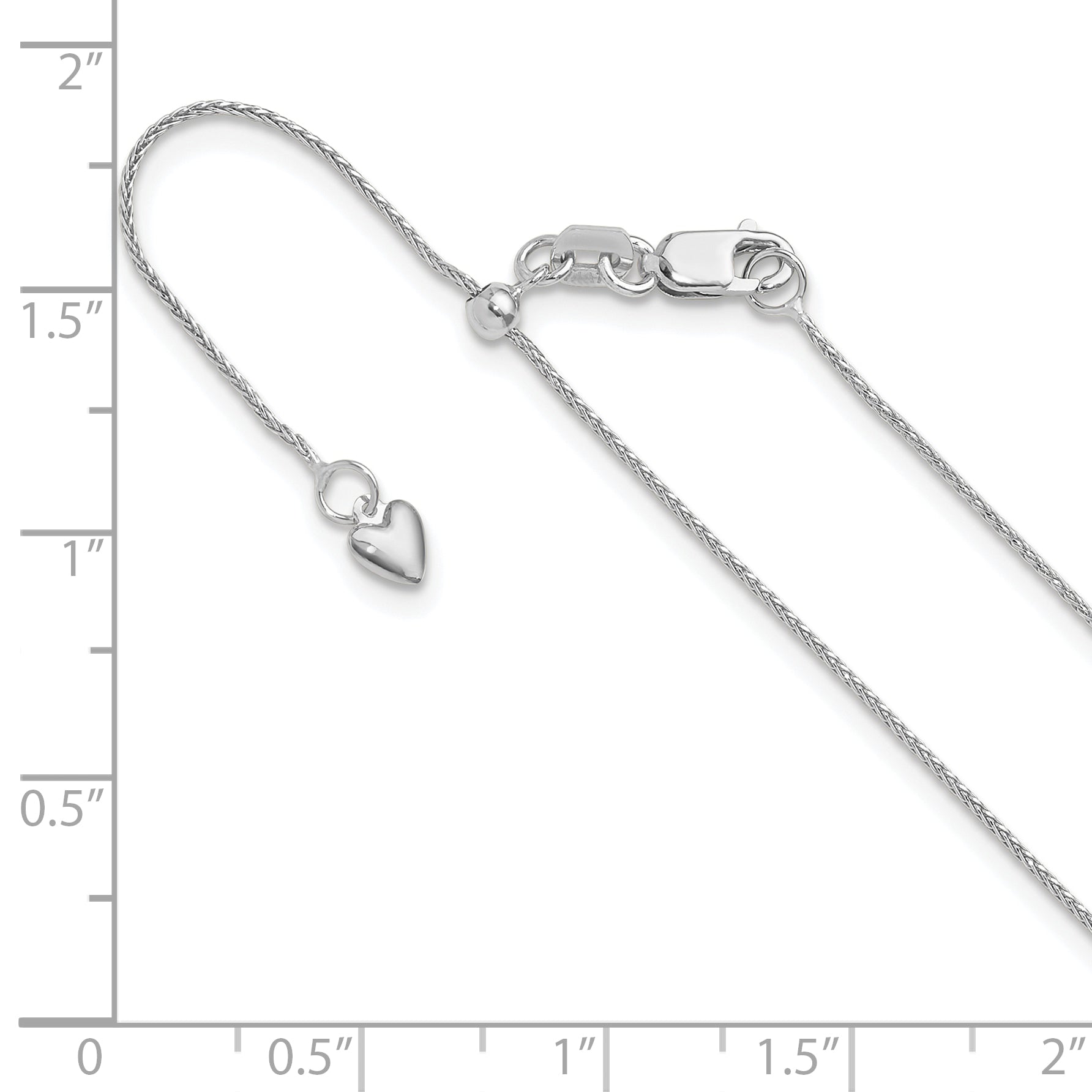 10K White Gold Adjustable .8mm D/C Wheat Chain