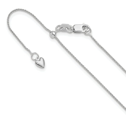 10K White Gold Adjustable .8mm D/C Wheat Chain