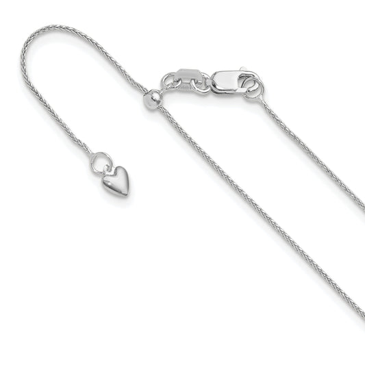 10K White Gold Adjustable .8mm D/C Wheat Chain