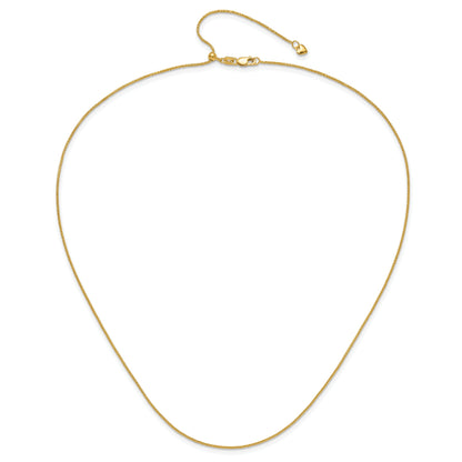 22 Inch 10K Yellow Gold Adjustable 1mm D/C Wheat Chain Necklace