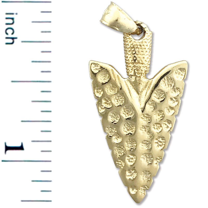 14K Gold 3D Arrowhead Pendant