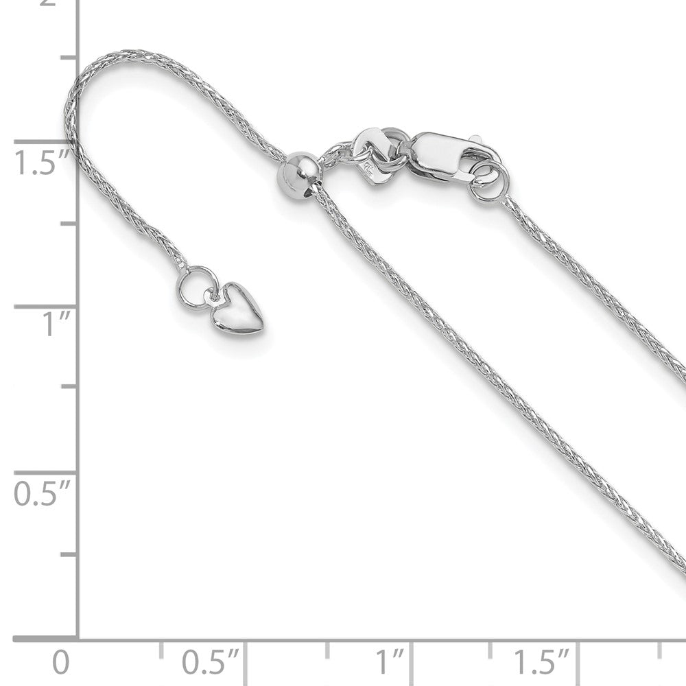 22 Inch 10K White Gold Adjustable 1mm D/C Wheat Chain Necklace
