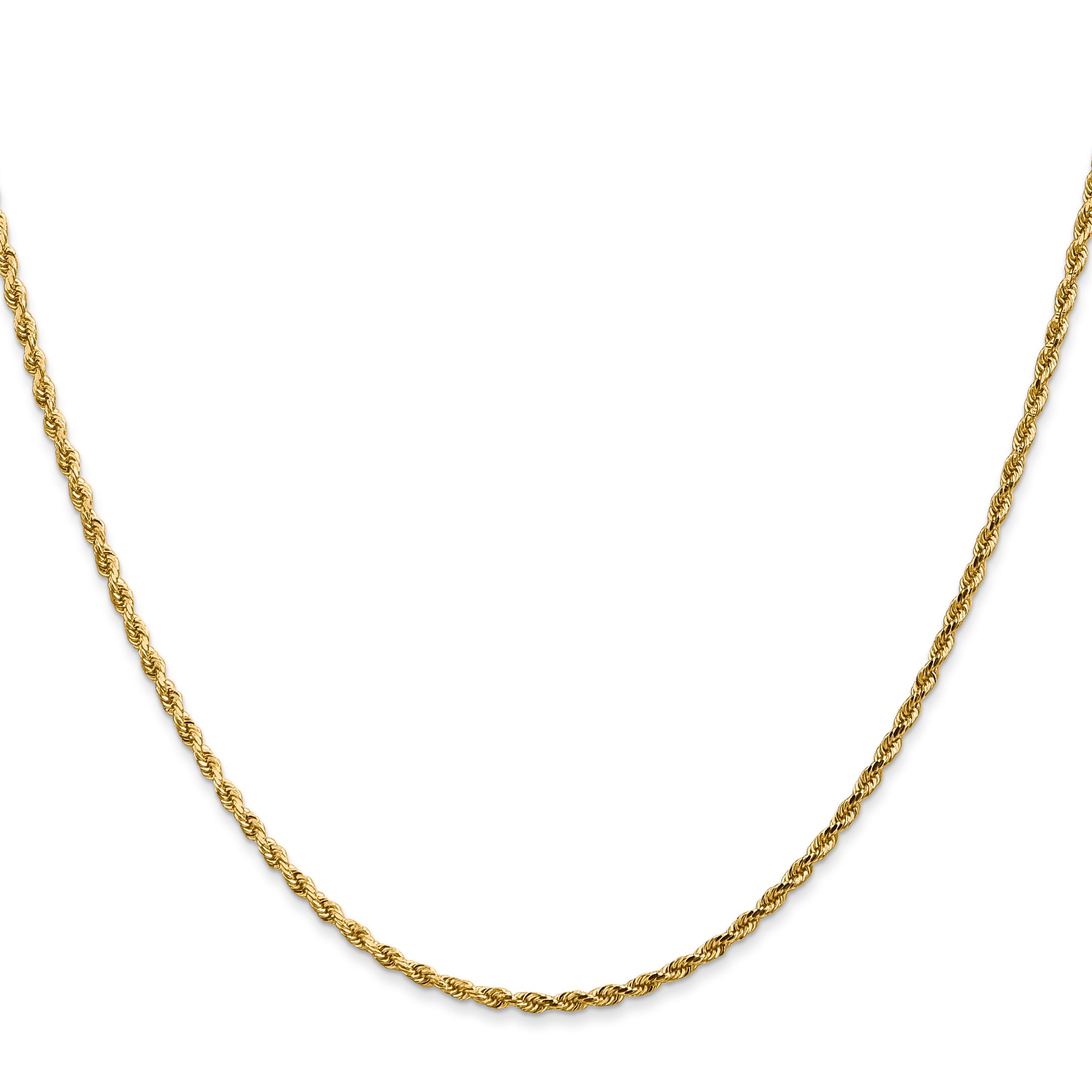 24 Inch 10K White Gold 2mm Diamond Cut Rope Chain Necklace