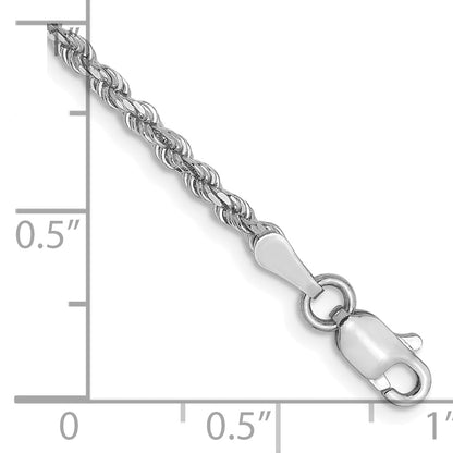 7 Inch 10K White Gold 2.25mm Diamond Cut Rope Chain Bracelet