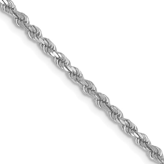 24 Inch 10K White Gold 2.25mm Diamond Cut Rope Chain Necklace