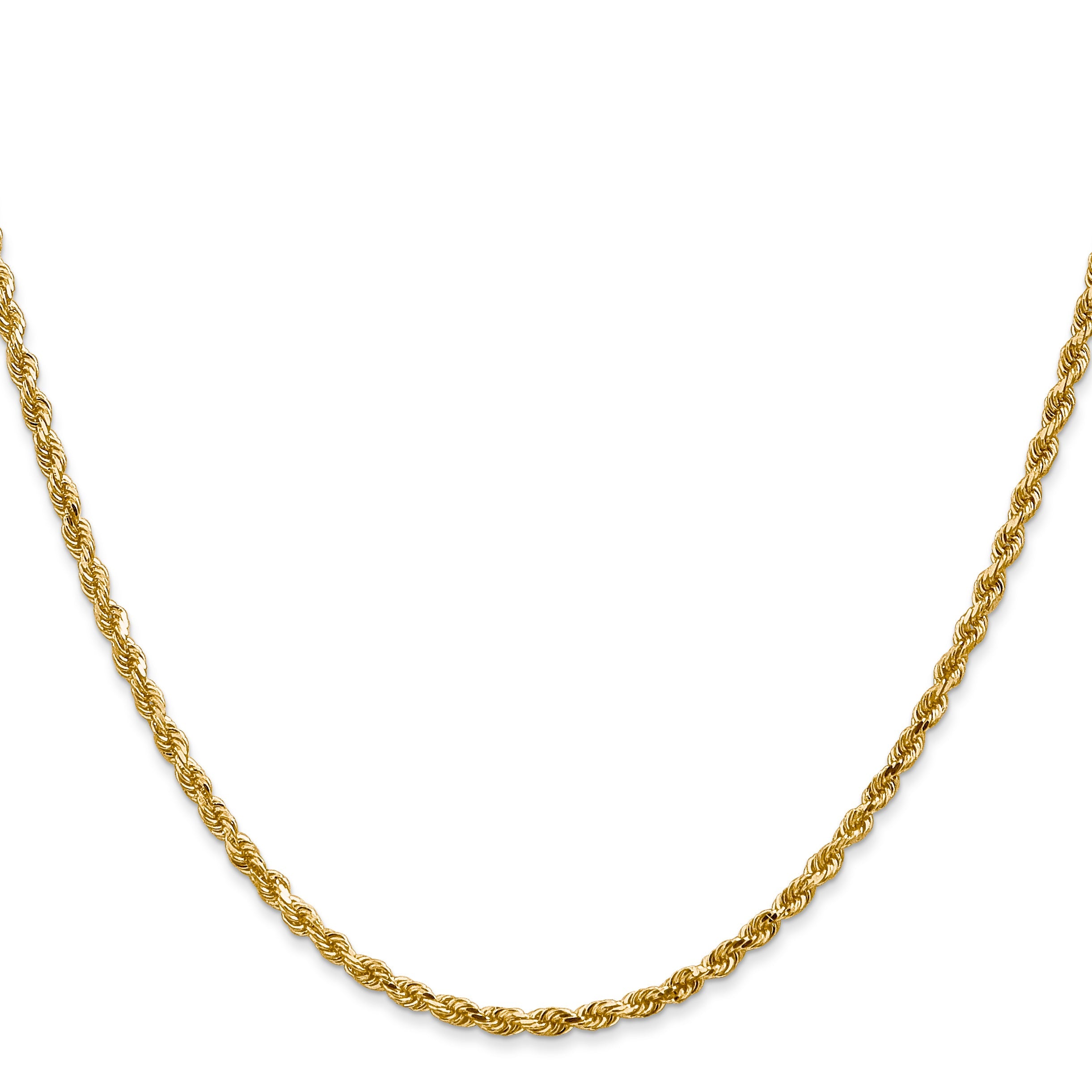 22 Inch 10K White Gold 2.5mm Diamond Cut Rope Chain Necklace