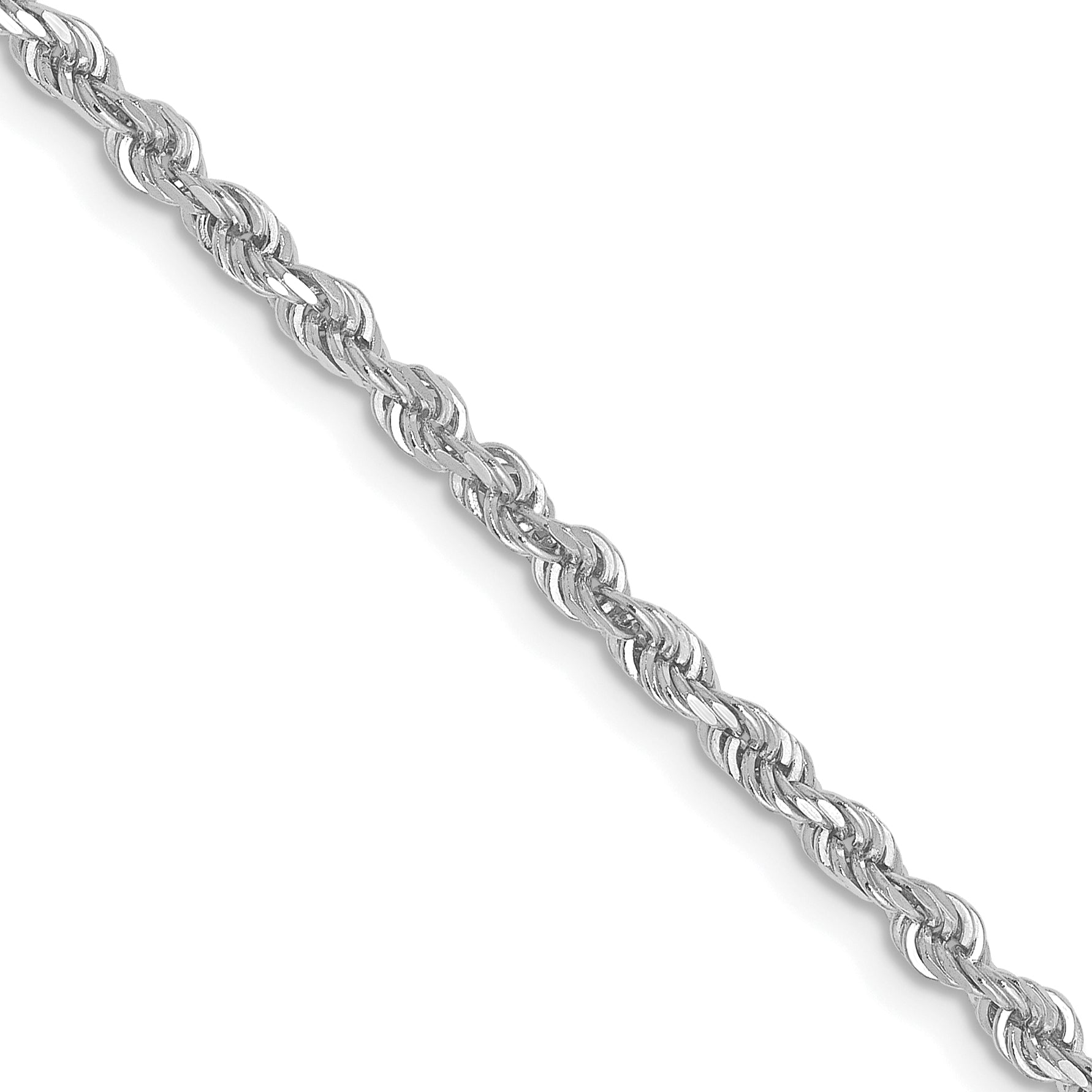 22 Inch 10K White Gold 2.5mm Diamond Cut Rope Chain Necklace