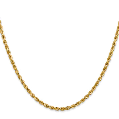 2 Inch 10K White Gold 2.75mm Diamond Cut Rope Chain Necklace