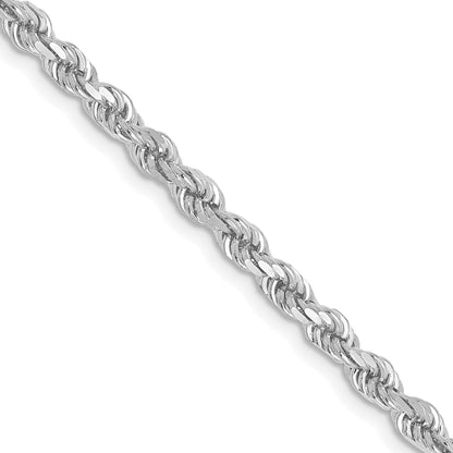 22 Inch 10K White Gold 2.75mm Diamond Cut Rope Chain Necklace