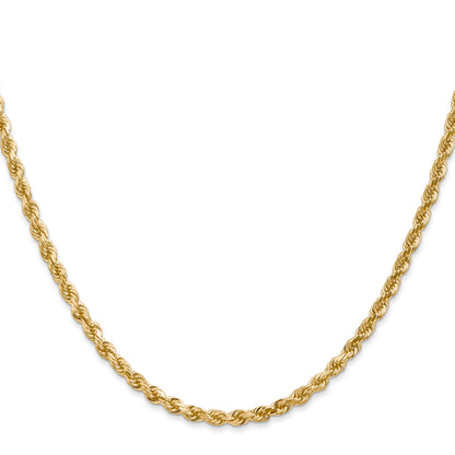 22 Inch 10K White Gold 3mm Diamond Cut Rope Chain Necklace