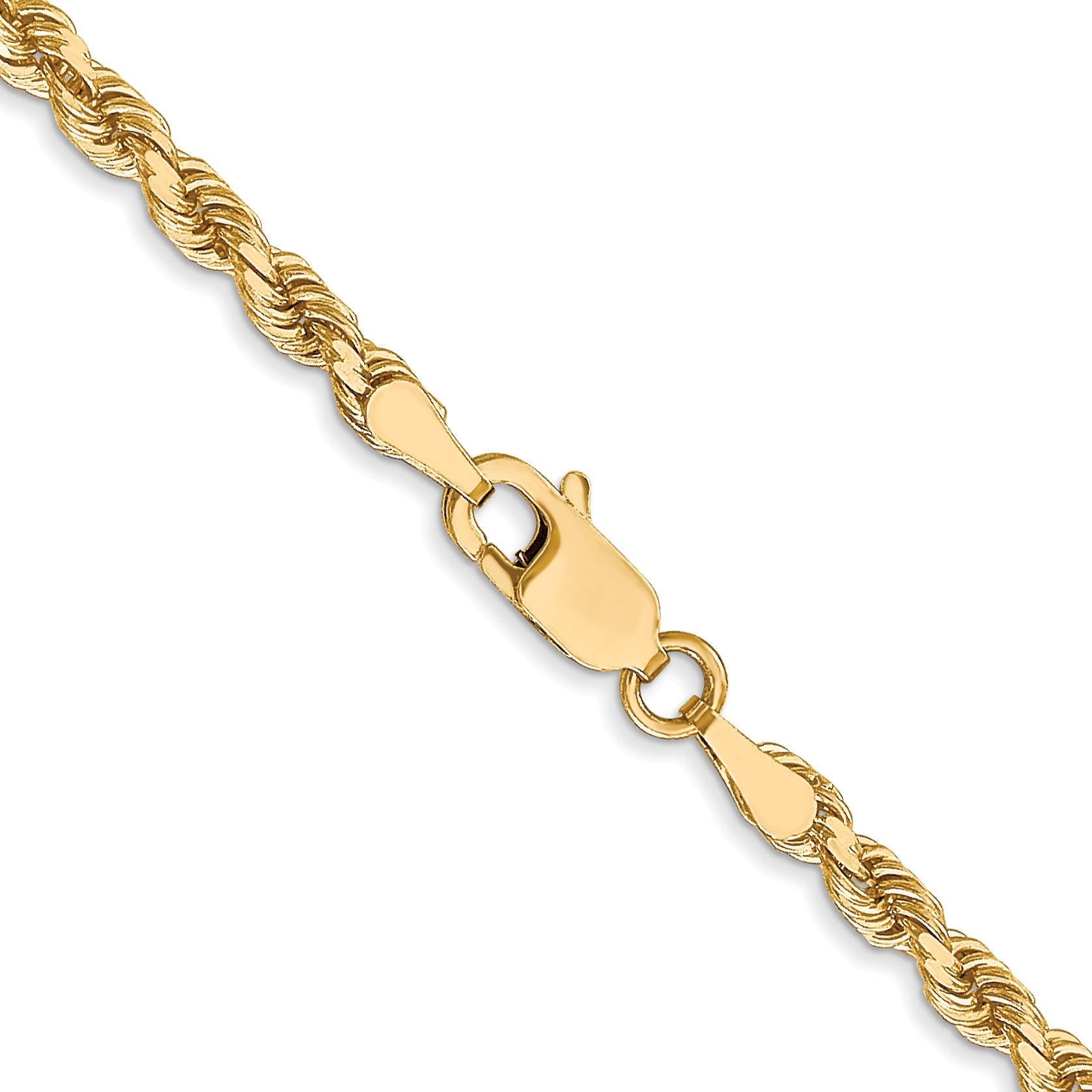 18 Inch 10K White Gold 3mm Diamond Cut Rope Chain Necklace