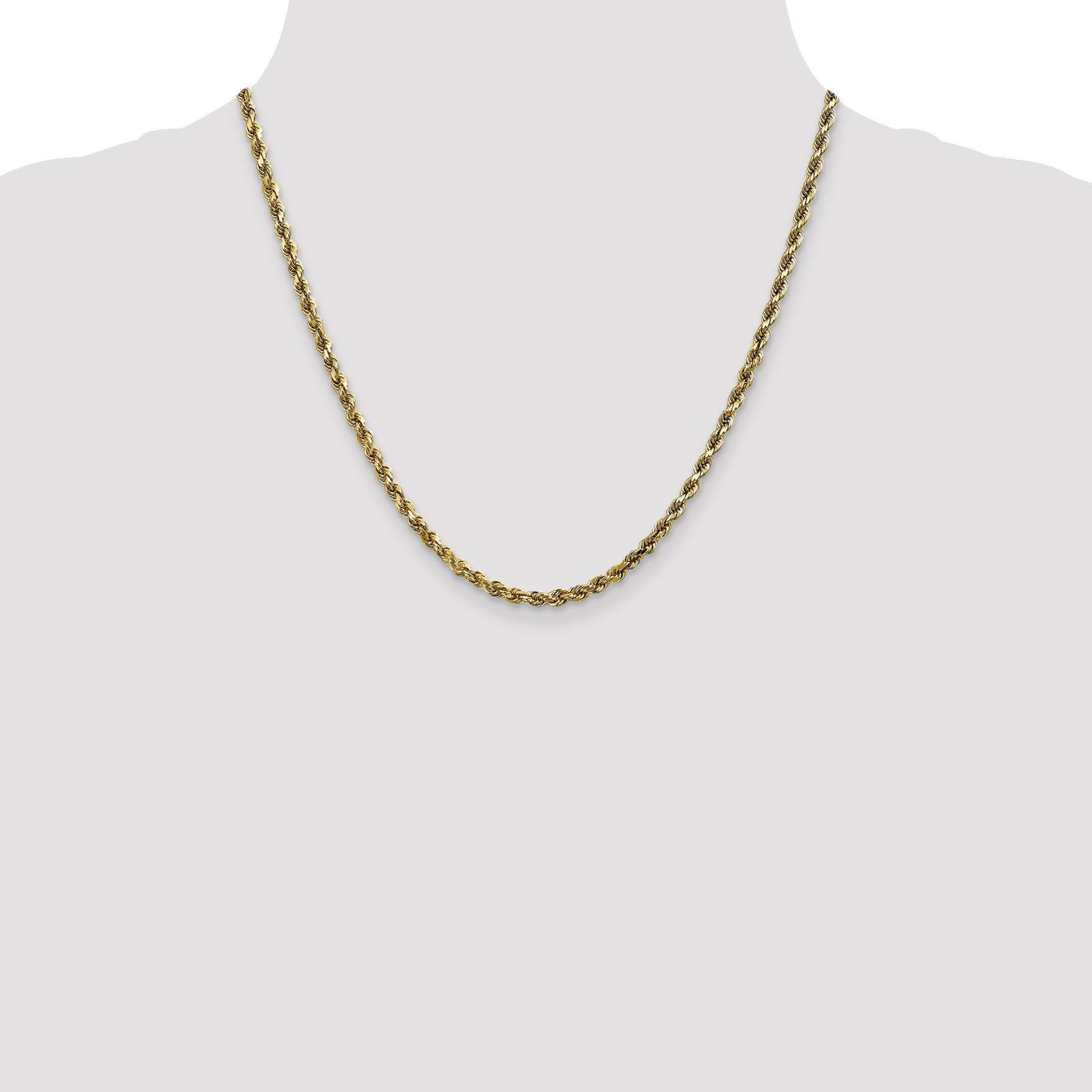10K White Gold 3.5mm Diamond Cut Rope Chain
