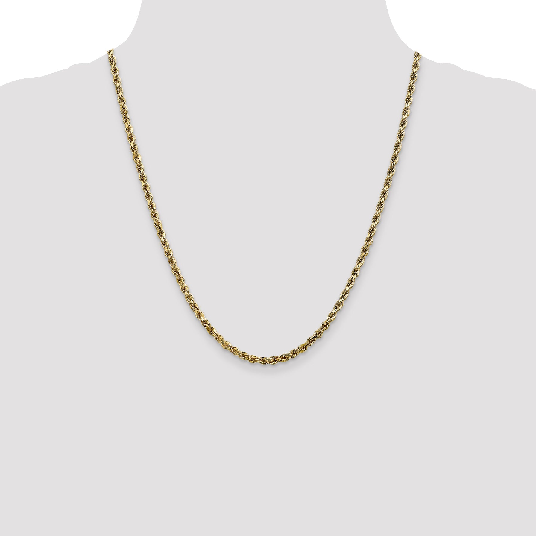 10K White Gold 3.5mm Diamond Cut Rope Chain