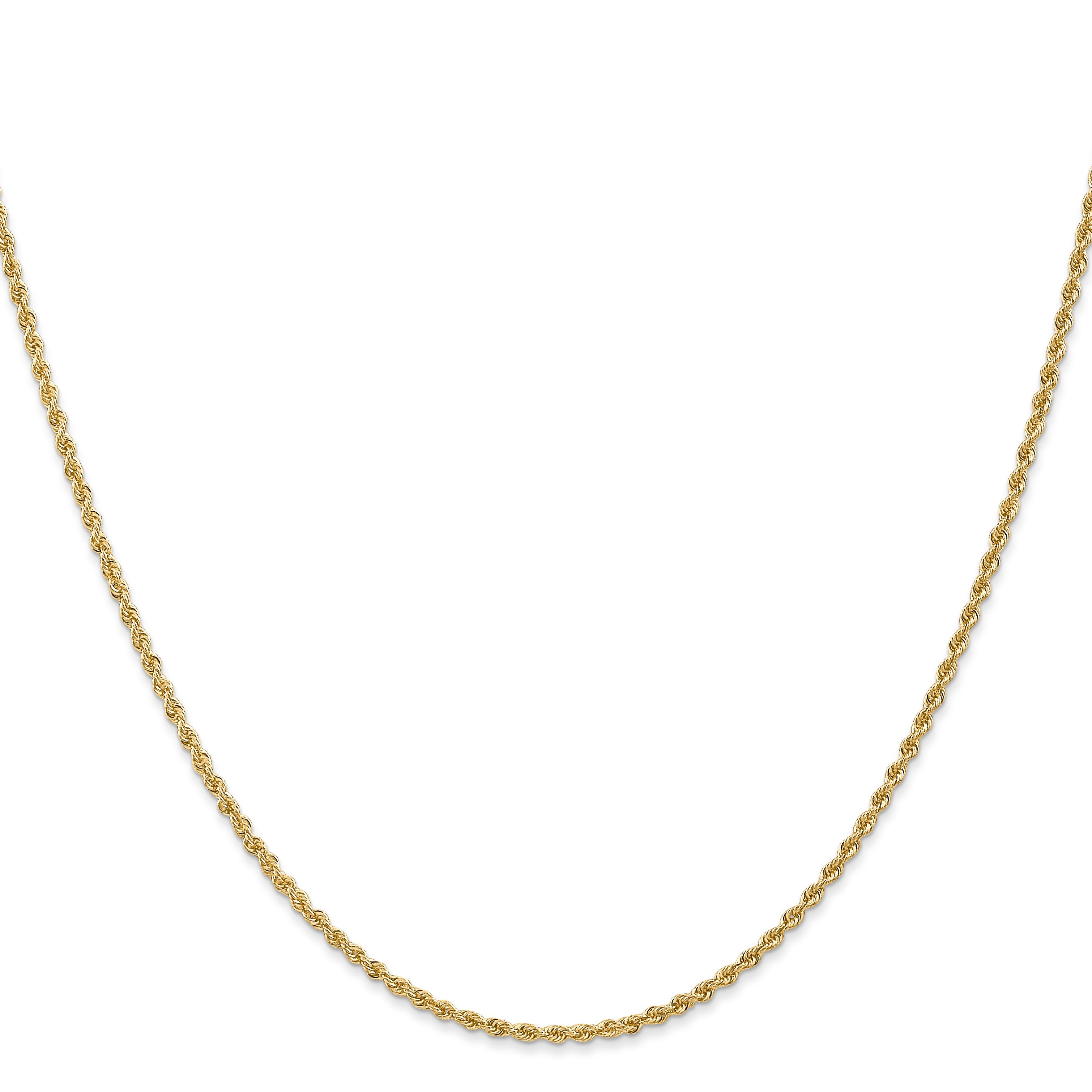 16 Inch 10K Yellow Gold 1.6mm Solid Regular Rope Chain Necklace