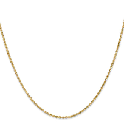 18 Inch 10K Yellow Gold 1.6mm Solid Regular Rope Chain Necklace