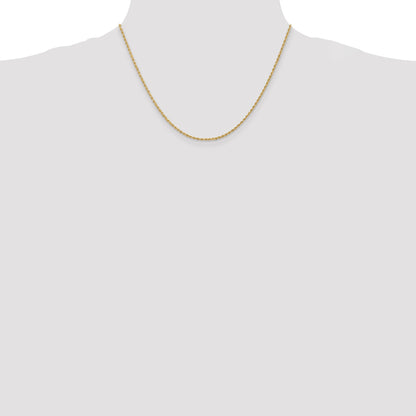 18 Inch 10K Yellow Gold 1.6mm Solid Regular Rope Chain Necklace