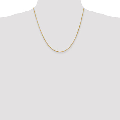 2 Inch 10K Yellow Gold 1.6mm Solid Regular Rope Chain Necklace