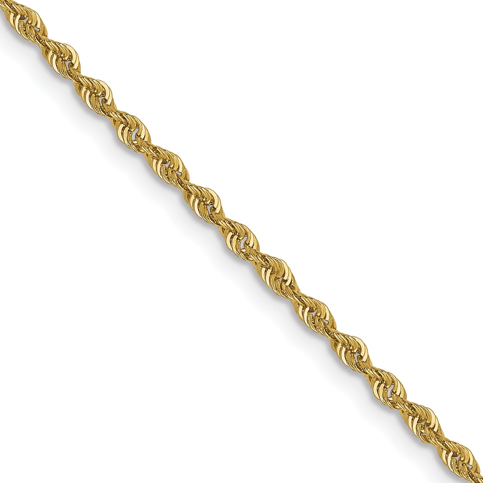 24 Inch 10K Yellow Gold 1.6mm Solid Regular Rope Chain Necklace