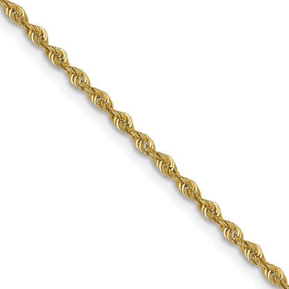 24 Inch 10K Yellow Gold 1.6mm Solid Regular Rope Chain Necklace