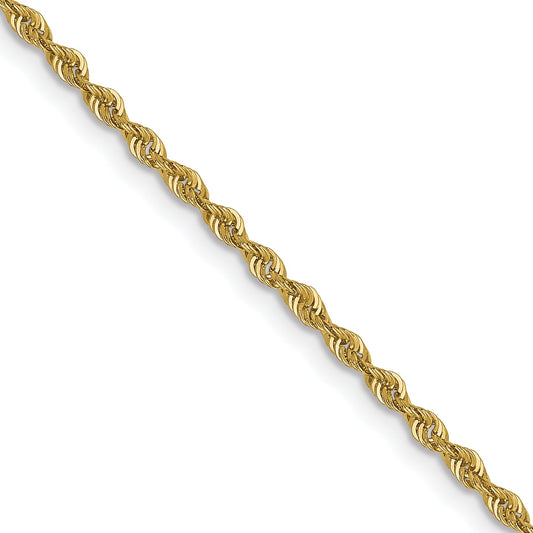 2 Inch 10K Yellow Gold 1.6mm Solid Regular Rope Chain Necklace